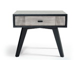 Benjara BM219287 1 Drawer Wooden Nightstand with Angled Legs and Rough Sawn Texture, Gray - BM219287