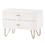 Benjara BM219306 2 Drawer Wooden Nightstand with Metal Pulls and Hairpin Legs, White and Gold