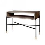 Benjara BM219316 Rectangular Console Table with Concrete Top and Metal Base, Gray and Black