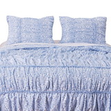 Benjara BM219397 Fabric Twin Size Quilt Set with Pleated and Ruffled Details, Blue
