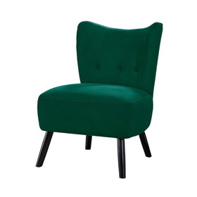 Benjara BM219777 Upholstered Armless Accent Chair with Flared Back and Button Tufting, Green