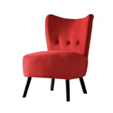 Benjara BM219779 Upholstered Armless Accent Chair with Flared Back and Button Tufting, Red