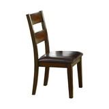 Benjara BM219924 Leatherette Padded Side Chair Ladder Design Back, Set of 2, Brown and Black