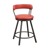 Benjara BM219932 Leatherette Counter Height Chair with Metal Slanted Legs, Set of 2, Red