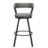 Benjara BM219936 Leatherette Pub Chair with Curved Design Open Backrest, Set of 2, Light Gray