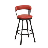 Benjara BM219937 Leatherette Pub Chair with Curved Design Open Backrest, Set of 2, Red