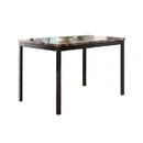 Benjara BM220104 Faux Marble Top Dining Table with Metal Straight Legs, Brown and Black