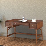 Benjara BM220116 3 Drawer Wooden Writing Desk with Splayed Legs, Walnut Brown