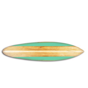 Benjara BM220207 Wooden Surfboard Shape Wall Art with Mounting Hardware, Brown and Aqua Blue