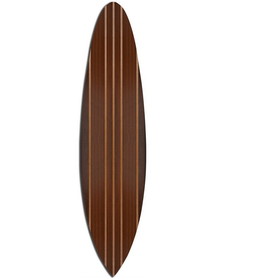 Benjara BM220218 Contemporary Style Wooden Surfboard Wall Art with Stripe Print, Brown