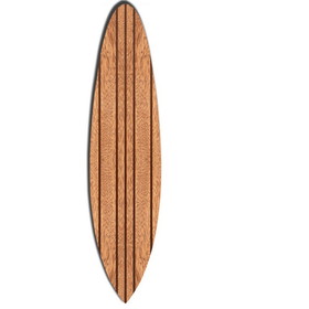 Benjara BM220219 Contemporary Wooden Surfboard Wall Art with Block Stripe Print, Brown
