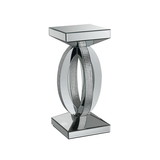 Benjara BM220236 Square Wooden End Table with Curved Body and Rhinestone Accents, Silver