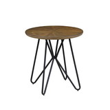 Benjara BM220245 Dual Tone Round Wooden End Table with Metal Hairpin Legs, Brown and Black
