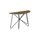 Benjara BM220247 Semicircular Wooden Sofa Table with Metal Hairpin Legs, Brown and Black