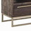Benjara BM220533 3 Drawer TV Console with Sled Base and 3 Open Compartments, Brown and Gold