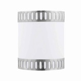 Benjara BM220699 18W Wall Lamp with Acrylic Plate and Steel Trim, White and Gray