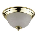 Benjara BM220710 Metal Ceiling Lamp with Dome Shaped Shade and Finial Top, Clear and Gold