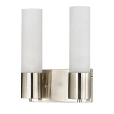 Benjara BM220720 Cylindrical Dual Lighting Wall Lamp with Switch, Set of 2, Silver and White