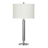 Benjara BM220722 Metal Table Lamp with Tubular Support and Push Through Switch, Silver