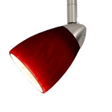 Benjara BM220748 Hand Blown Glass Shade Track Light Head with Metal Frame, Red and Silver