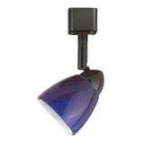 Benjara BM220756 Hand Blown Glass Shade Track Light Head with Metal Frame, Blue and Bronze