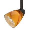 Benjara BM220767 Glass Shade Track Light Head with Metal Frame, Yellow and Rustic Bronze