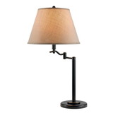 Benjara BM220834 3 Way Metal Body Table Lamp with Swing Arm and Conical Fabric Shade, Black
