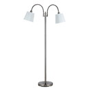 Benjara BM220841 80 Watt Metal Floor Lamp with Dual Gooseneck and Uno Style Shades, Silver