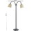Benjara BM220842 80 Watt Metal Floor Lamp with Dual Gooseneck and Uno Style Shades, Black