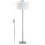 Benjara BM220845 Metal Body Floor Lamp with Fabric Drum Shade and Pull Chain Switch, Silver