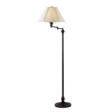 Benjara BM220861 150 Watt Metal Floor Lamp with Swing Arm and Fabric Conical Shade, Black