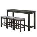 Benjara BM220894 1 Drawer Counter Height Table with Backless Stools, Set of 4, Gray