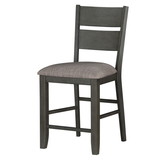 Benjara BM220917 Counter Height with Chair with Ladder Backrest and Fabric Padded Seat, Gray