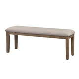 Benjara BM220934 Rectangular Style Wooden Bench with Fabric Upholstered Seat, Brown and Beige