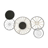 Benjara BM221153 Circular 5 Piece Metal Wall Decor with Wheel and Plate Design, Black