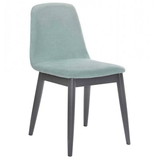 Benjara BM221198 Fabric Upholstered Dining Chair with Round Legs, Set of 2, Blue and Gray