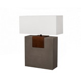 Benjara BM221200 Concrete Rectangular Table Lamp with Metal Accent, Gray and White