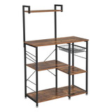 Benjara BM221272 Wooden Utility Storage with 5 Shelves and Wire Basket, Brown and Black