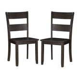 Benjara BM221384 Transitional Wooden Side Chair with Ladder Backrest, Set of 2, Dark Brown