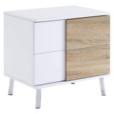 Benjara BM221389 Transitional Wooden Dual Tone End Table with 2 Drawers, White and Brown - BM221389