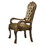Benjara BM221496 Leatherette Upholstered Arm Chair with Intricate Carvings, Set of 2, Gold