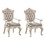 Benjara BM221497 Wooden Arm Chair with Floral Patterned Padded Seat, Set of 2, White and Gold