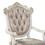 Benjara BM221497 Wooden Arm Chair with Floral Patterned Padded Seat, Set of 2, White and Gold