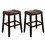 Benjara BM221555 Wooden Stool with Saddle Seat and Button Tufting, Set of 2, Brown