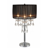 Benjara BM221626 Metal Chandelier Table Lamp with Crystal Accent, Set of 2, Black and Chrome