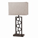 Benjara BM221627 Metal Table Lamp with Stacked Circle Design, Set of 2, Brown and Gray