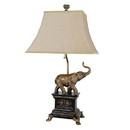 Benjara BM221638 Metal Elephant Table Lamp with Cut Corner Rectangular Shade, Set of 4, Gold