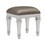 Benjara BM222649 Leatherette Padded Vanity Stool with Tapered Legs and Molded Detail, Silver