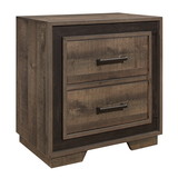 Benjara BM222691 Wooden Nightstand with Sled Base and Metal Bar Pulls, Brown