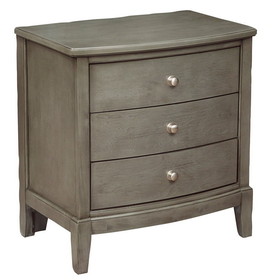 Benjara BM222726 Wooden Nightstand with 3 Spacious Drawers and Knobs, Gray